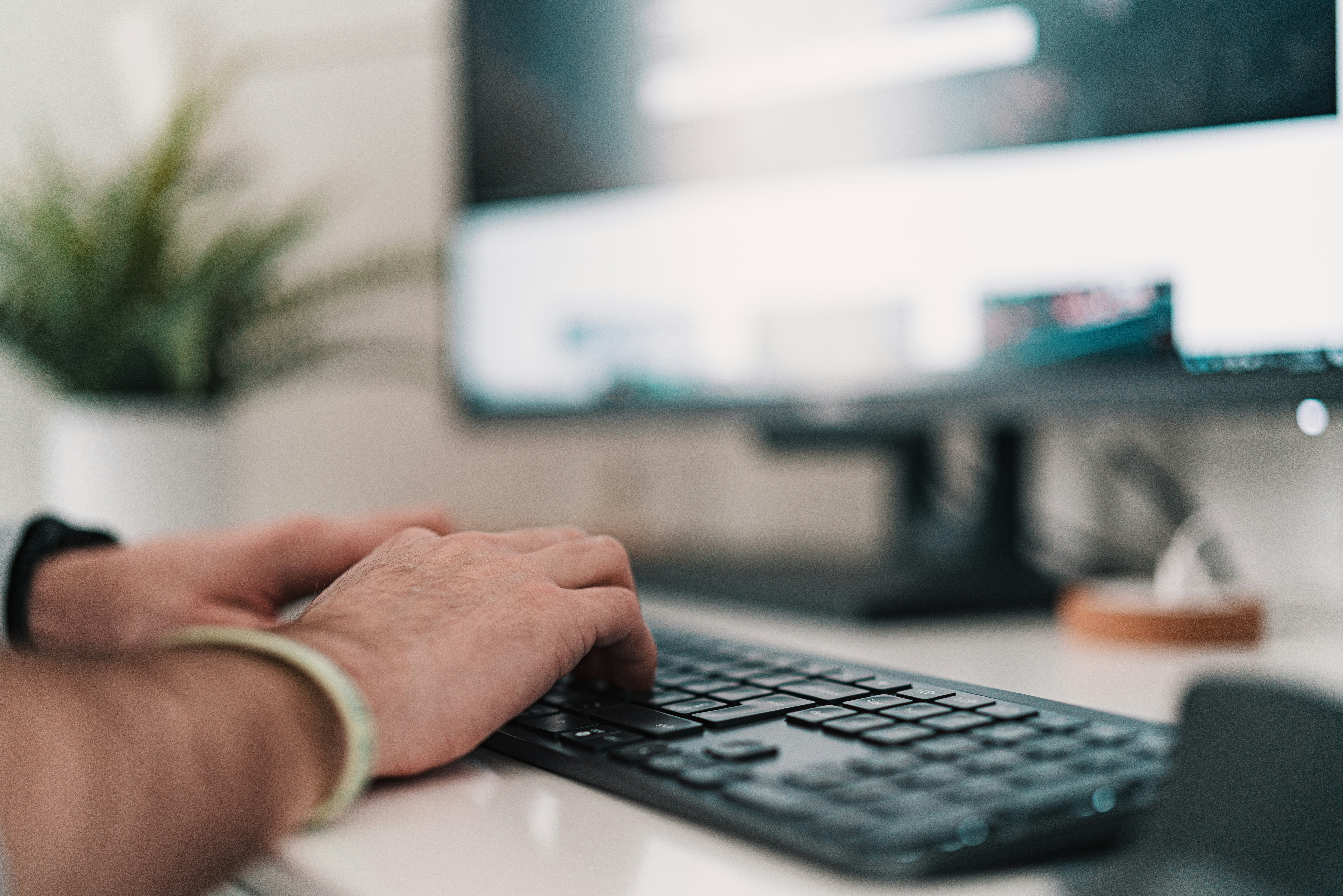 A monitor on a desk